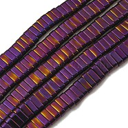 Electroplated Non-magnetic Synthetic Hematite Beads Strands, Rectangle, 2-Hole, Purple, 6x2x3mm, Hole: 1.2mm, about 198pcs/strand, 16.02 inch(40.7cm)(G-C106-B02-06A)