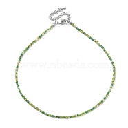 Glass Beaded Necklace, with Alloy Clasps, Green Yellow, 16.10 inch(40.9cm)(NJEW-Z029-05T)