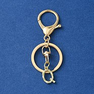 Alloy Initial Letter Charm Keychains, with Alloy Clasp, Golden, Letter Q, 8.5cm(KEYC-YW00006-17)