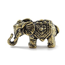 Brass Elephant Figurines Statues for Home Desktop Feng Shui Ornament, Antique Bronze, 26x49.5x17.5mm(KK-A216-02AB)