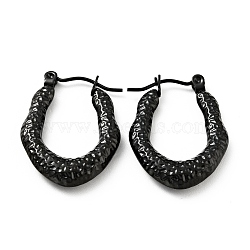 Ion Plating(IP) 304 Stainless Steel Teardrop Chunky Hoop Earrings for Women, Electrophoresis Black, 25x18x4mm, Pin: 0.8mm(EJEW-G293-14EB)