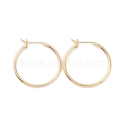 Ion Plating(IP) Brass Huggie Hoop Earrings for Women, Real 18K Gold Plated, 15 Gauge, 25x25x1.5mm, Pin: 0.8mm(EJEW-A083-01G)