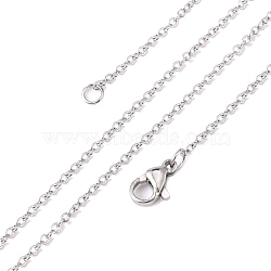 304 Stainless Steel Cable Chain Necklaces, with Lobster Claw Clasps, Stainless Steel Color, 17.7 inch(45cm), 1.5mm(STAS-O053-11P)