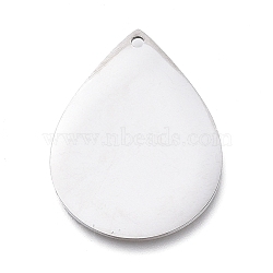 304 Stainless Steel Pendants, Manual Polishing, Stamping Blank Tag, Laser Cut, Teardrop, Stainless Steel Color, 22.3x17x0.8mm, Hole: 1.2mm(STAS-L238-110-P)