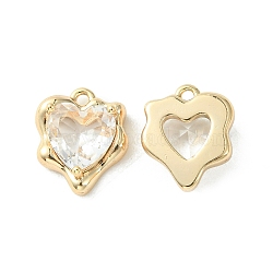 Brass Micro Pave Cubic Zirconia Charms, Heart Charm, Real 18K Gold Plated, Clear, 13x11x4.5mm, Hole: 1.2mm(KK-L208-06G-07)