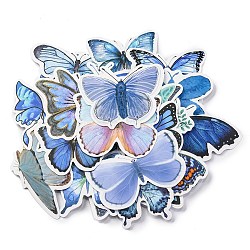 Butterfly 50Pcs Paper Scrapbook Stickers, for DIY Album Scrapbook, Diary Decoration, Blue, 30~67x39~79x0.2mm(DIY-I114-01E)