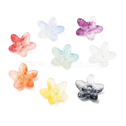 Glass Beads, Five-petaled Flower, Mixed Color, 13.5x14x4.5mm, Hole: 1.2mm(GLAA-Q095-03)