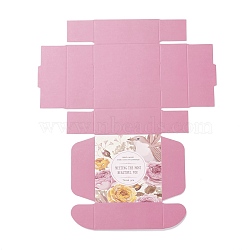 Creative Folding Wedding Candy Cardboard Box, Small Paper Gift Boxes, for Handmade Soap and Trinkets, Peony Pattern, 7.7x7.6x3.1cm, Unfold: 24x20x0.05cm(CON-I011-01C)