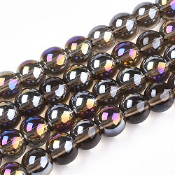 Electroplate Transparent Glass Beads Strands, AB Color Plated, Round, Gray, 6~6.5mm, Hole: 1.4mm, about 67~70pcs/strand, 14.76 inch~15.16 inch(37.5~38.5cm)(GLAA-T032-T6mm-AB02)