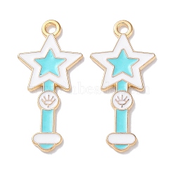 Alloy Enamel Pendants, Golden, Magic Wand, 28x24x1mm, Hole: 1.6mm(ENAM-O001-11A-G)