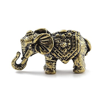 Brass Elephant Figurines Statues for Home Desktop Feng Shui Ornament, Antique Bronze, 26x49.5x17.5mm