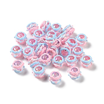 Opaque Acrylic Beads, with Enamel, Pink, 14~15x18~20x18~20mm, Hole: 2~3mm