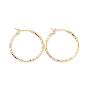 Ion Plating(IP) Brass Huggie Hoop Earrings for Women, Real 18K Gold Plated, 15 Gauge, 25x25x1.5mm, Pin: 0.8mm