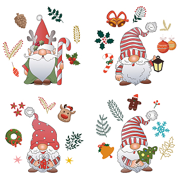 8Pcs 4 Style Waterproof PVC Electrostatic Wall Stickers, for Wall, Window or Stairway Decoration, Flat Round, Santa Claus, 16x0.03cm, 2pcs/style
