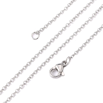 304 Stainless Steel Cable Chain Necklaces, with Lobster Claw Clasps, Stainless Steel Color, 17.7 inch(45cm), 1.5mm