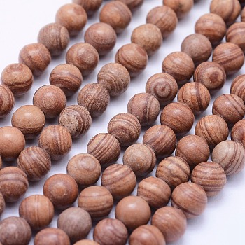 Natural Red Line Jasper Beads Strands, Round, 6mm, Hole: 1mm, about 62pcs/strand, 14.6 inch(37.2cm)