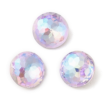 Glass Rhinestone Cabochons, Flat Back & Back Plated, Faceted, Diamond, Vitrail Light, 8x4.5mm