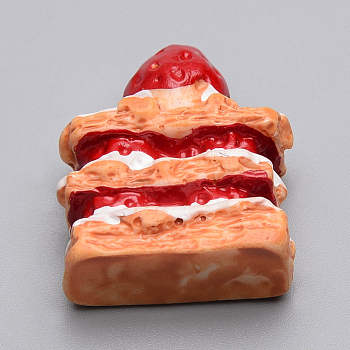 Resin Decoden Cabochons, Cake, Red, 25x21x10mm