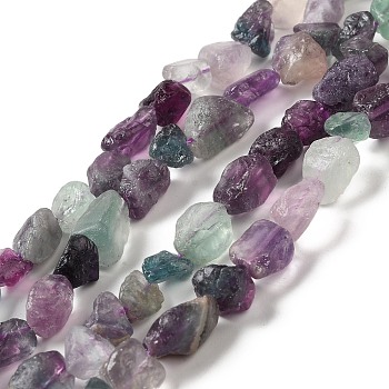 Raw Rough Natural Fluorite Beads Strands, Nuggets, 5.5~14x6.5~10x4.5~8mm, Hole: 1mm, about 44~46pcs/strand, 14.96''~16.14''(38~41cm)