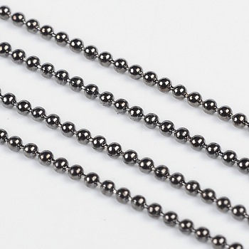 Iron Ball Bead Chains, Soldered, Gunmetal, with Spool, Bead:1.5mm, about 328.08 Feet(100m)/roll