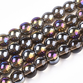 Electroplate Transparent Glass Beads Strands, AB Color Plated, Round, Gray, 6~6.5mm, Hole: 1.4mm, about 67~70pcs/strand, 14.76 inch~15.16 inch(37.5~38.5cm)
