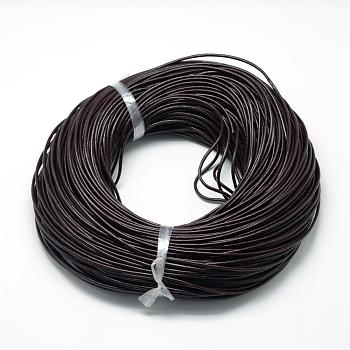 Spray Painted Cowhide Leather Cords, Coconut Brown, 2.0mm, about 100yards/bundle(300 feet/bundle)