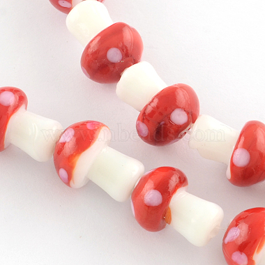 Autumn Theme Mushroom Handmade Lampwork Beads Strands(X-LAMP-R116-13)-2