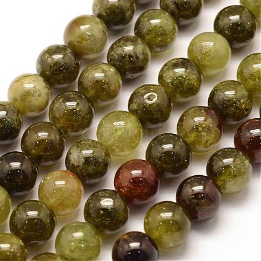 8mm Green Round Garnet Beads