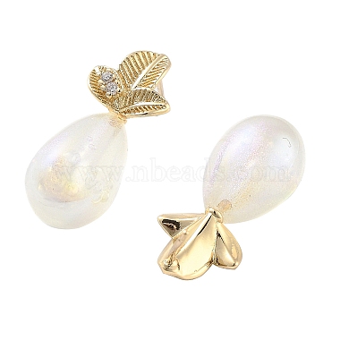 Brass with Glass Stud Earrings(EJEW-Q811-01KCG)-3