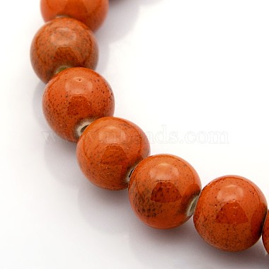 13mm OrangeRed Round Porcelain Beads