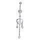 Real Platinum Plated Brass Rhinestone Heart and Tassel Navel Ring Belly Rings(AJEW-EE0001-75A)-1
