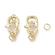 Brass Micro Pave Clear Cubic Zirconia Lobster Claw Clasps(ZIRC-Q024-19G)-3