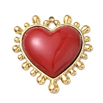 304 Stainless Steel Enamel Big Pendants, Heart Charms, PVD Vacuum Plating, Real 18K Gold Plated, Red, 50x47.5x8.5mm, Hole: 2.5mm(STAS-P453-10G)