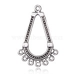 Tibetan Style Alloy Chandelier Component Links, teardrop, Antique Silver, 33x22x1.5mm, Hole: 1~1.5mm(PALLOY-G118-04AS)