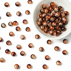 100Pcs Crackle Glass Beads, Round, Two Tone, Saddle Brown, 6~6.5mm, Hole: 1.2mm(CCG-YW0001-19A-01)