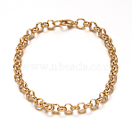 304 Stainless Steel Cable Chain Bracelets, with Lobster Claw Clasps, Golden, 7-7/8 inch(200mm), 6mm(BJEW-I202-02A)