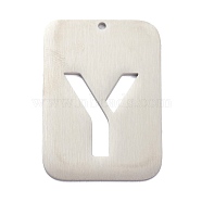 304 Stainless Steel Pendants, Rectangle with Alphabet, Hollow, Letter.Y, 32x22x1mm, Hole: 1.5mm(STAS-K216-49Y-P)