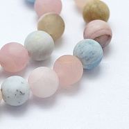 Natural Morganite Beads Strands, Frosted, Round, 6mm, Hole: 1mm, about 64pcs/strand, 15.55 inch(39.5cm)(G-E365-03-6mm)