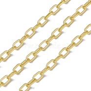 Brass Paperclip Chains, with Spool, Soldered, Long-Lasting Plated, Cadmium Free & Nickel Free & Lead Free, Real 18K Gold Plated, 7.5x4.5x1mm(CHC-P010-11G)