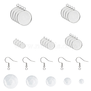 DIY Dangle Earring Making, with 304 Stainless Steel Pendant Cabochon Settings, 316 Surgical Stainless Steel Earring Hooks, Glass Cabochons, Stainless Steel Color, 82x82x27mm(STAS-UN0002-95P)