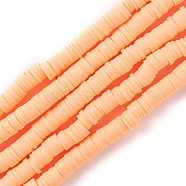 Handmade Polymer Clay Beads Strands, for DIY Jewelry Crafts Supplies, Heishi Beads, Disc/Flat Round, Light Salmon, 6x0.5~1mm, Hole: 1.8mm, about 290~320pcs/strand, 15.75 inch~16.14 inch(40~41cm)(CLAY-R089-6mm-Q090)