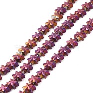 Electroplate Synthetic Non-magnetic Hematite Beads, Star, Purple Plated, 7.5x7x3.5mm, Hole: 1mm, about 44~61pcs/strand, 11.02 inch(28cm)~15.55 inch(39.5cm)(G-I317-03F)