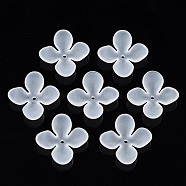 Transparent Acrylic Beads, Frosted, Flower, Clear, 27x26x6mm, Hole: 1.8mm, about 670pcs/500g(FACR-N005-003)