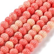 Synthetic Coral Beads, Dyed, Flower, Salmon, 9.5x8.5mm, Hole: 1.5mm, about 43pcs/strand, 13.50''(34.3cm)(CORA-D033-A01-A)