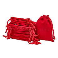 Velvet Cloth Drawstring Bags, Jewelry Bags, Christmas Party Wedding Candy Gift Bags, Red, 9x7cm(TP-HY0001-08)