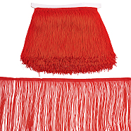 Polyester Latin Fringe Lace, Clothes Accessories Decoration, DIY Lace Trim Embroidery Fabric, Red, 6-1/8 inch(155mm), 10m/card(OCOR-WH0064-43B)