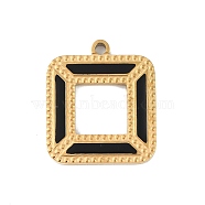 Ion Plating(IP) 304 Stainless Steel Pendants, with Enamel, Square Charm, Golden, 16x14x1.5mm, Hole: 1.2mm(STAS-C108-04G)