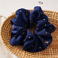Star Pattern Cloth Elastic Hair Accessories, for Girls or Women, Scrunchie/Scrunchy Hair Ties, Midnight Blue, 100mm(PW-WG91763-03)