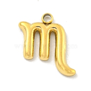 Real 18K Gold Plated PVD Vacuum Plating 304 Stainless Steel Pendants, Twelve Constellations Charms, Scorpio, 10.5x9.5x1.8mm, Hole: 1.2mm(STAS-L278-002G-08)