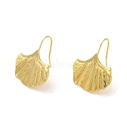 304 Stainlee Steel Dangle Earring, Ginkgo Leaf, Real 18K Gold Plated, 32x28mm(EJEW-Z045-02G)